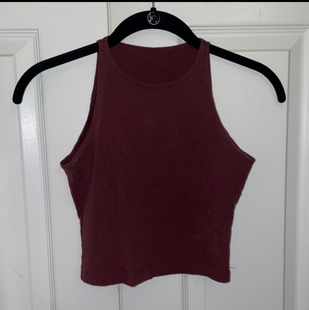 American apparel wine color sleeveless cropped top
